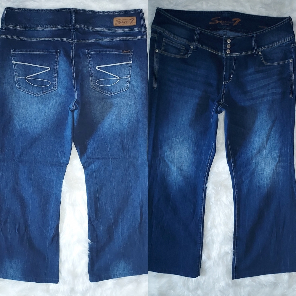 Seven7 Women's Flare & Wide Leg Jeans - Dark Blue